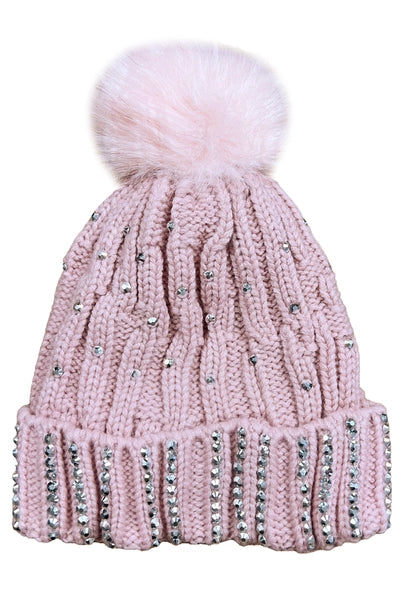 Pom Pom Rhinestone Cap (Multiple Colors)