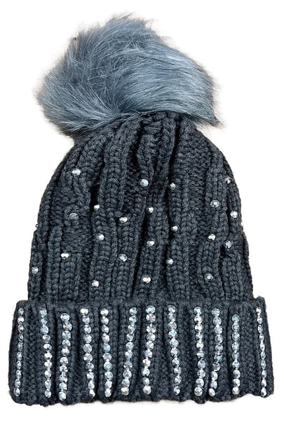 Pom Pom Rhinestone Cap (Multiple Colors)