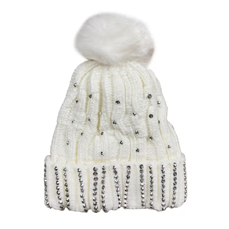 Pom Pom Rhinestone Cap (Multiple Colors)