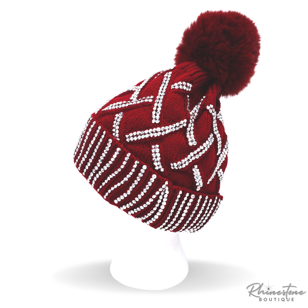 Pom Pom Rhinestone Cap (Multiple Colors)