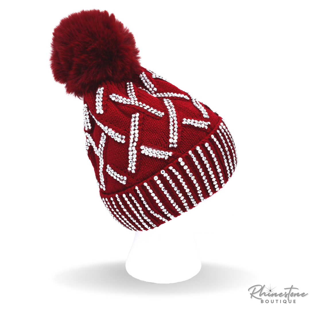 Pom Pom Rhinestone Cap (Multiple Colors)