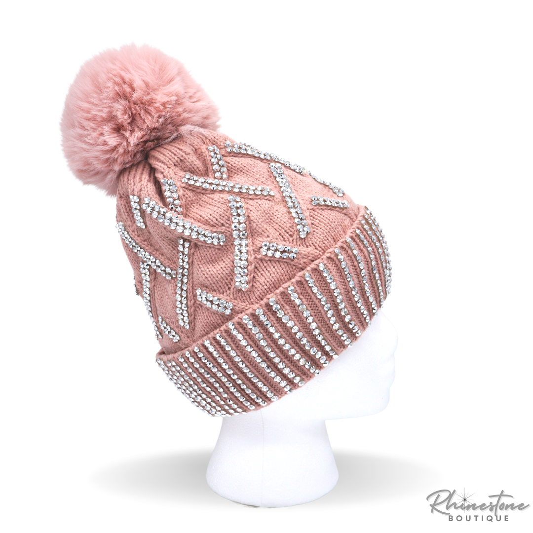 Pom Pom Rhinestone Cap (Multiple Colors)