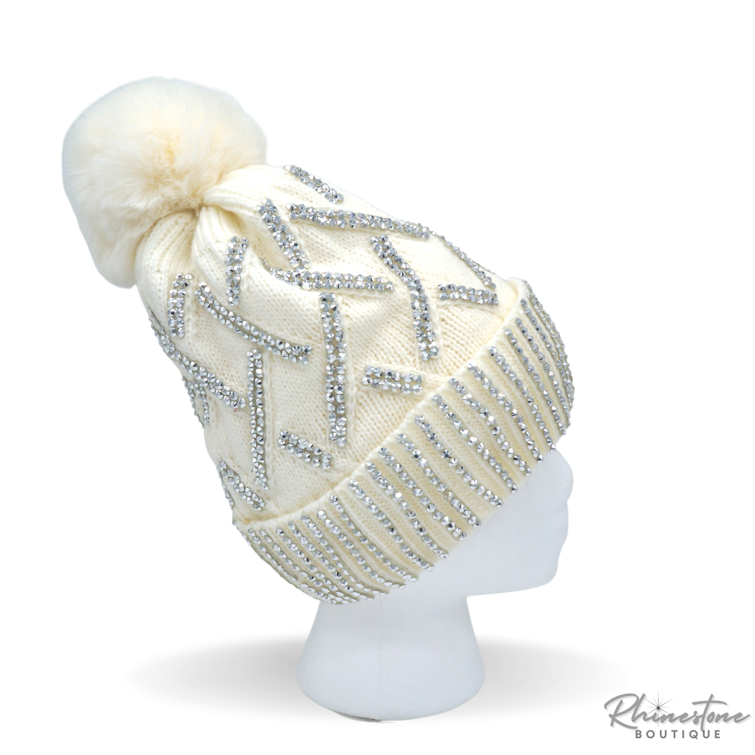 Pom Pom Rhinestone Cap (Multiple Colors)