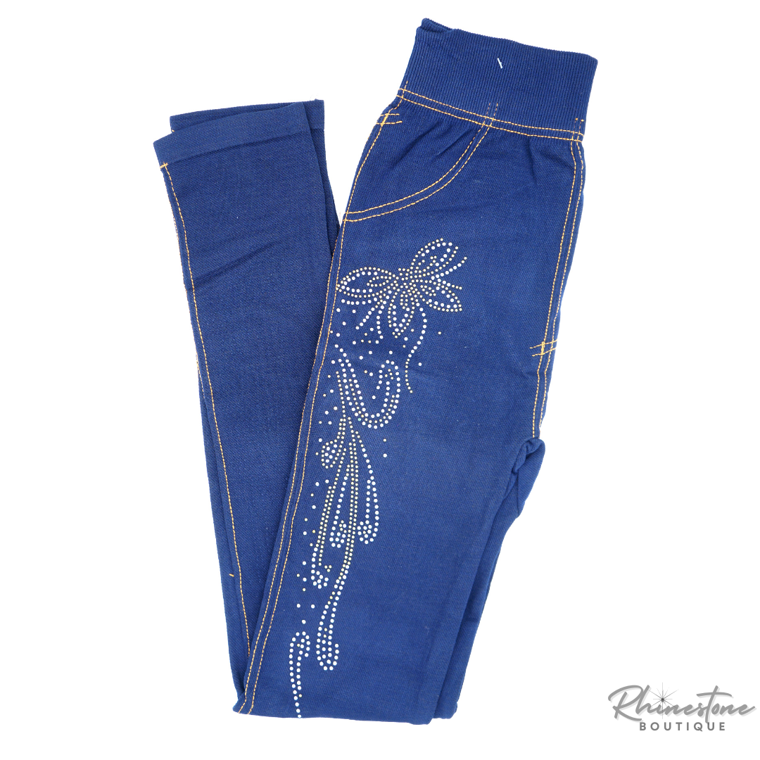 Rhinestone Butterfly Leggings (Blue or Black)