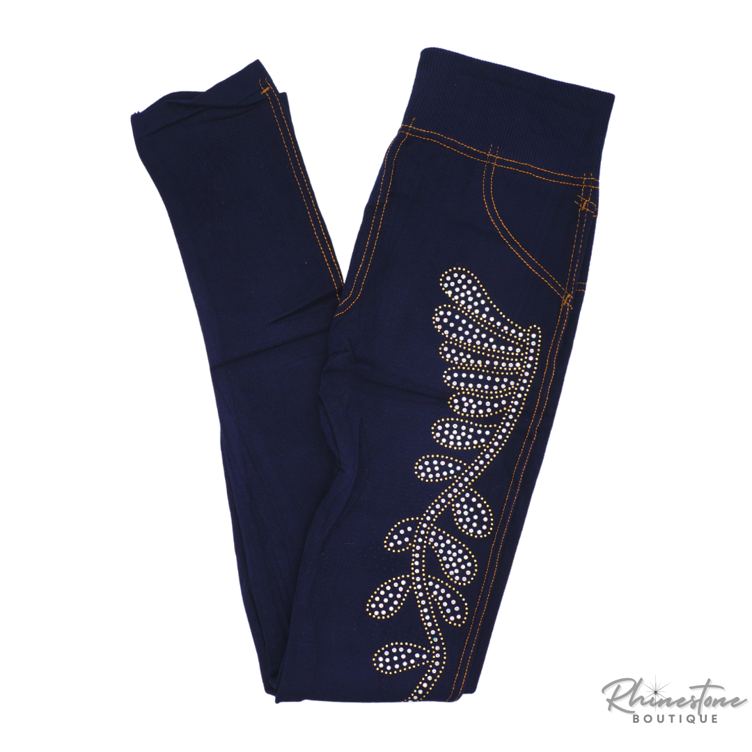 Rhinestone Leggings (Blue or Black)