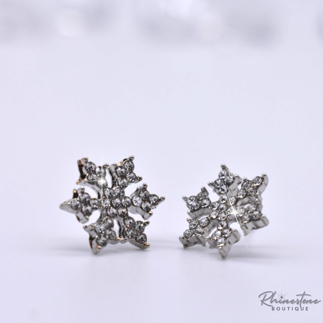 Snowflake Rhinestone Earrings (Silver or Gold)