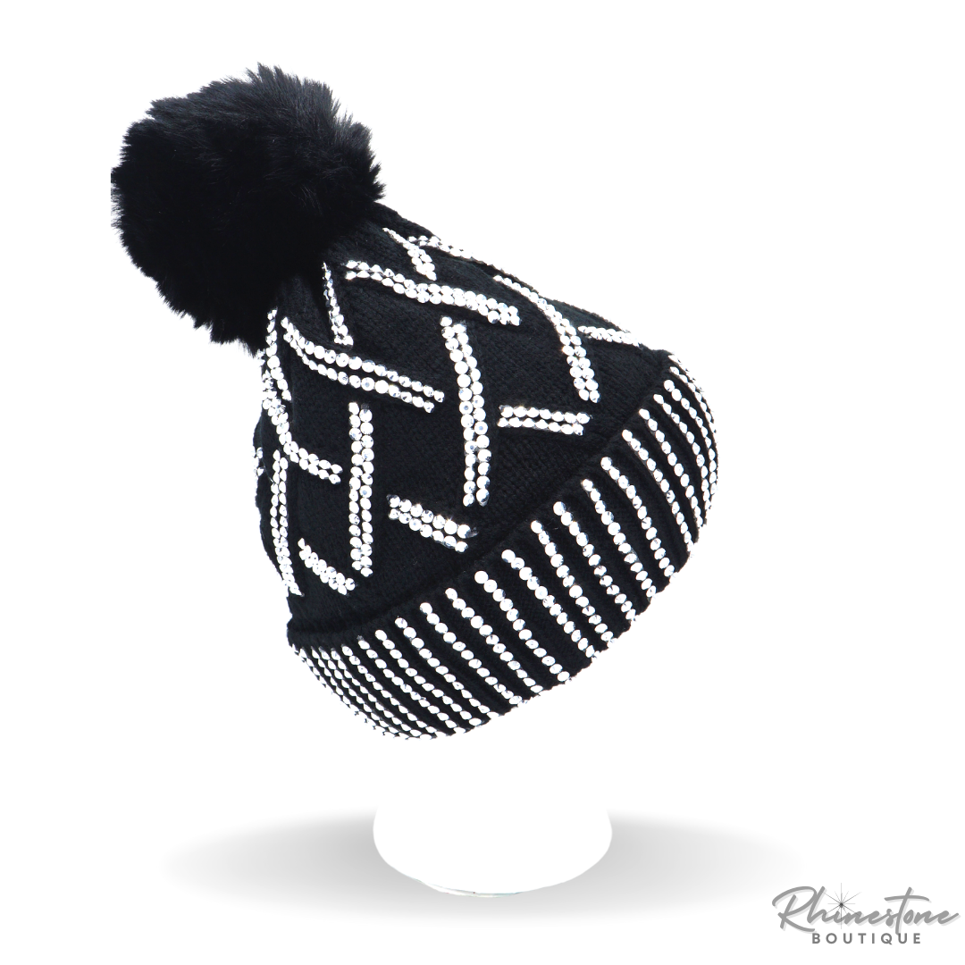 Pom Pom Rhinestone Cap (Multiple Colors)