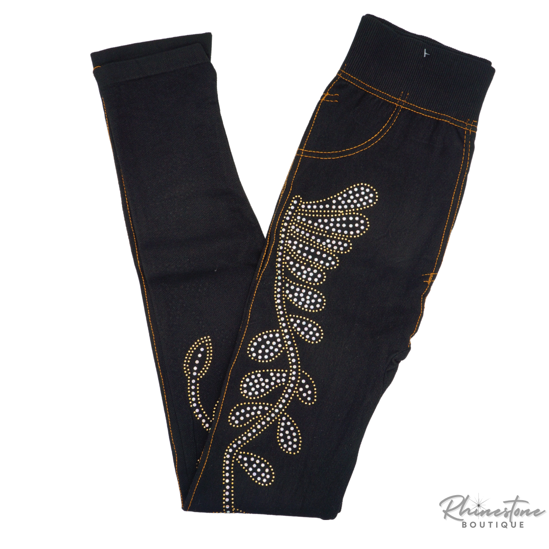 Rhinestone Leggings (Blue or Black)