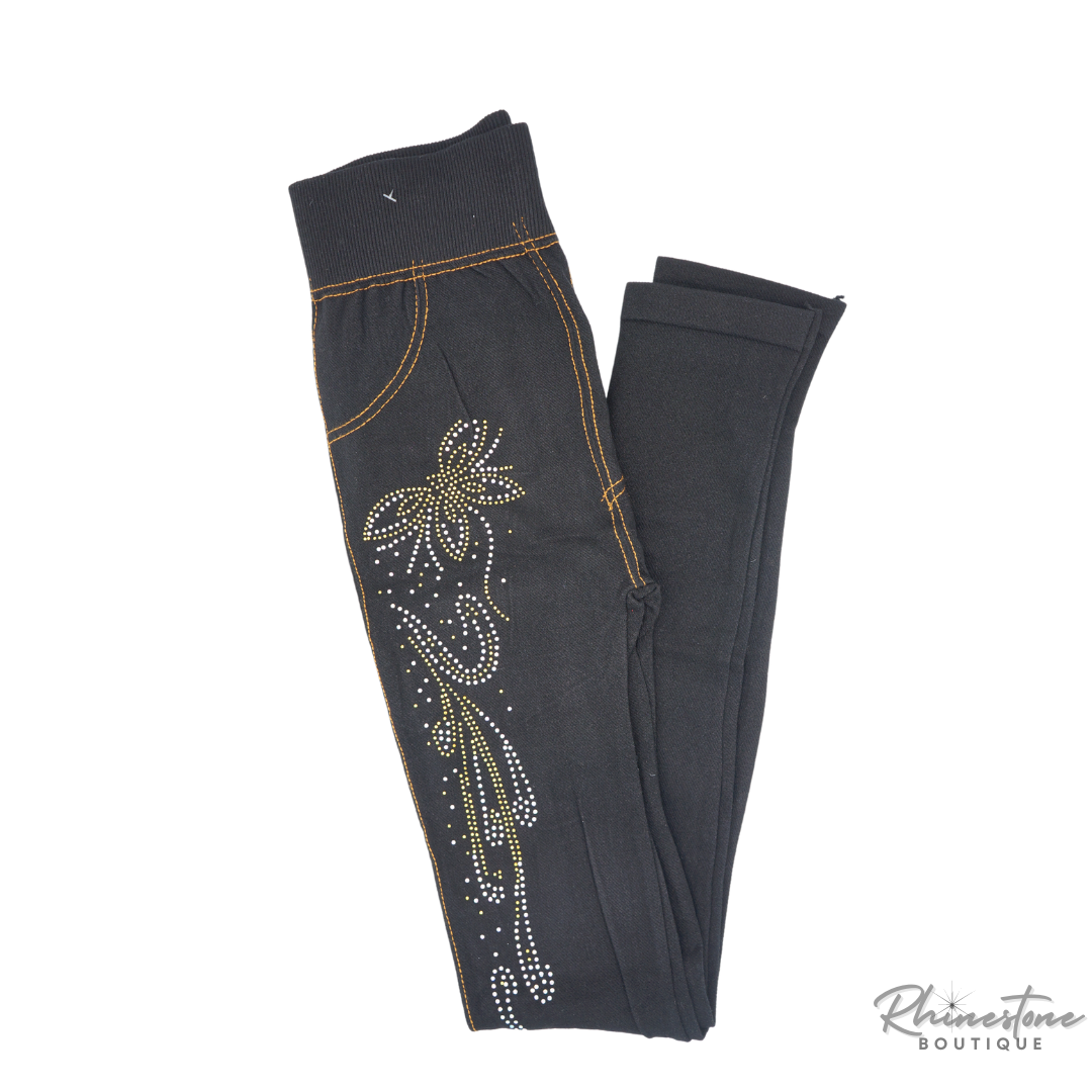 Rhinestone Butterfly Leggings (Blue or Black)