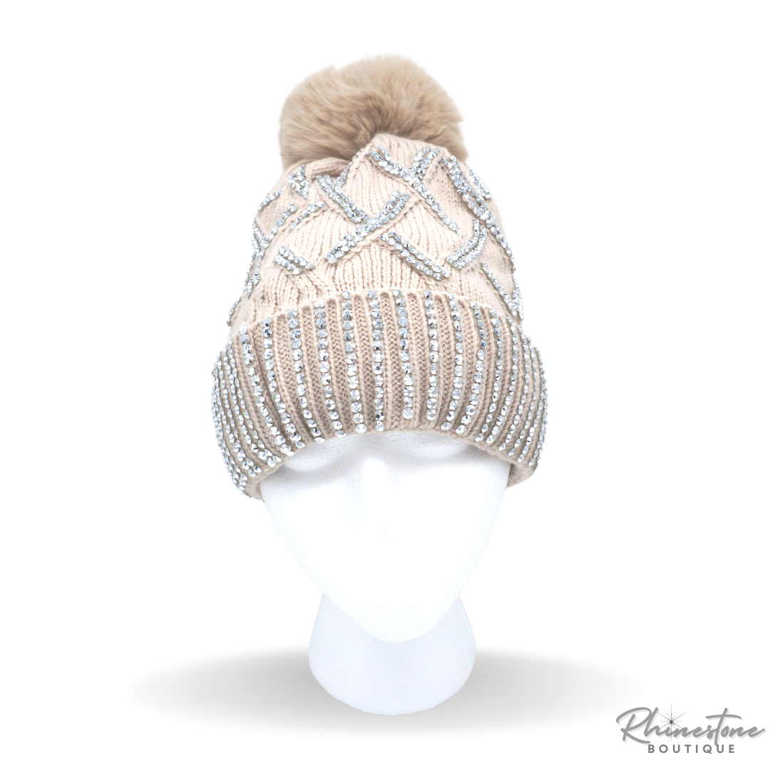 Pom Pom Rhinestone Cap (Multiple Colors)