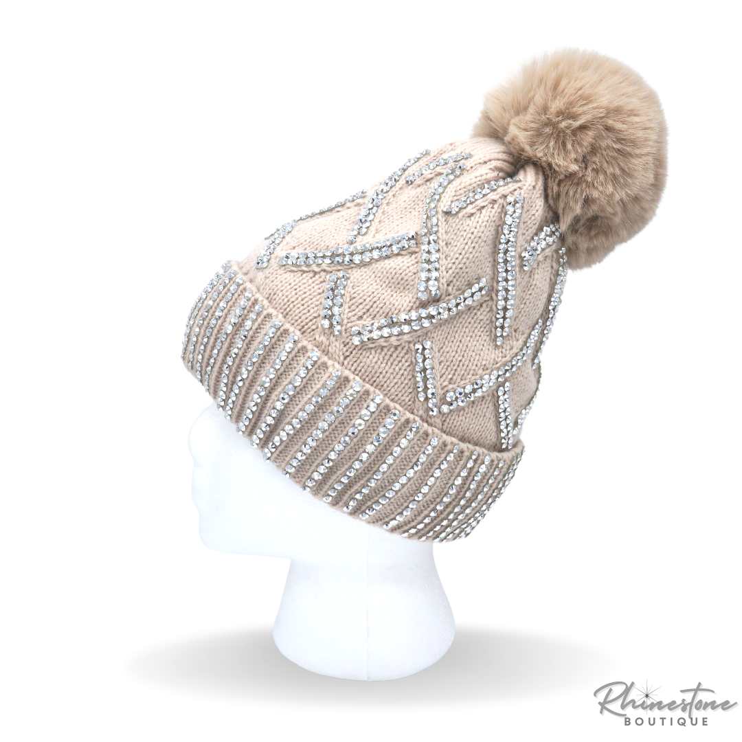 Pom Pom Rhinestone Cap (Multiple Colors)