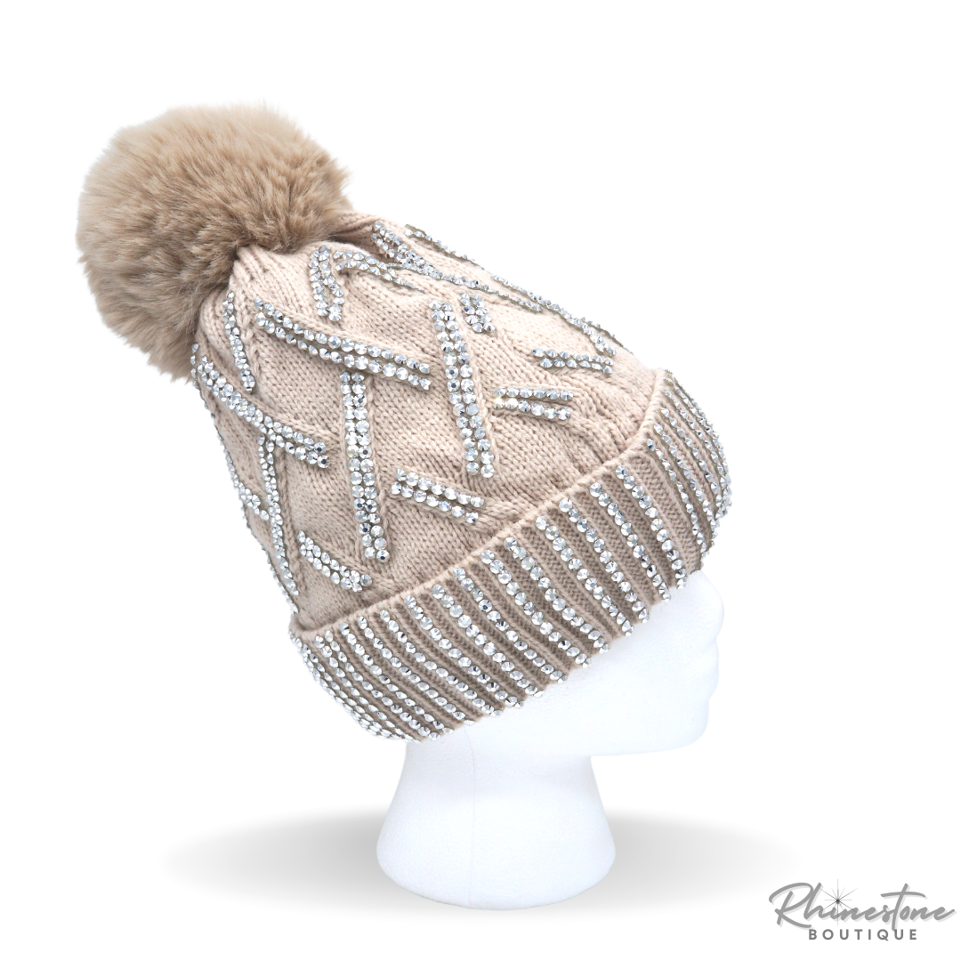 Pom Pom Rhinestone Cap (Multiple Colors)