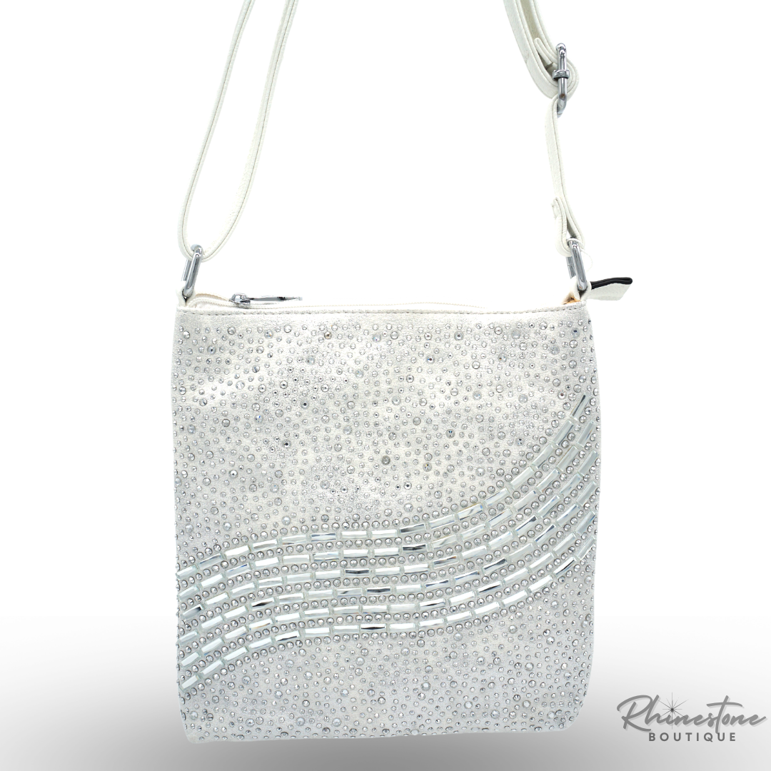 Luciabella Silver Rhinestone Clutch Purse - Sparkly Silver Crystal Purse - Rhinestone  Clutch Evening Bag - Small Handbag With Beaded Handle: Handbags: Amazon.com